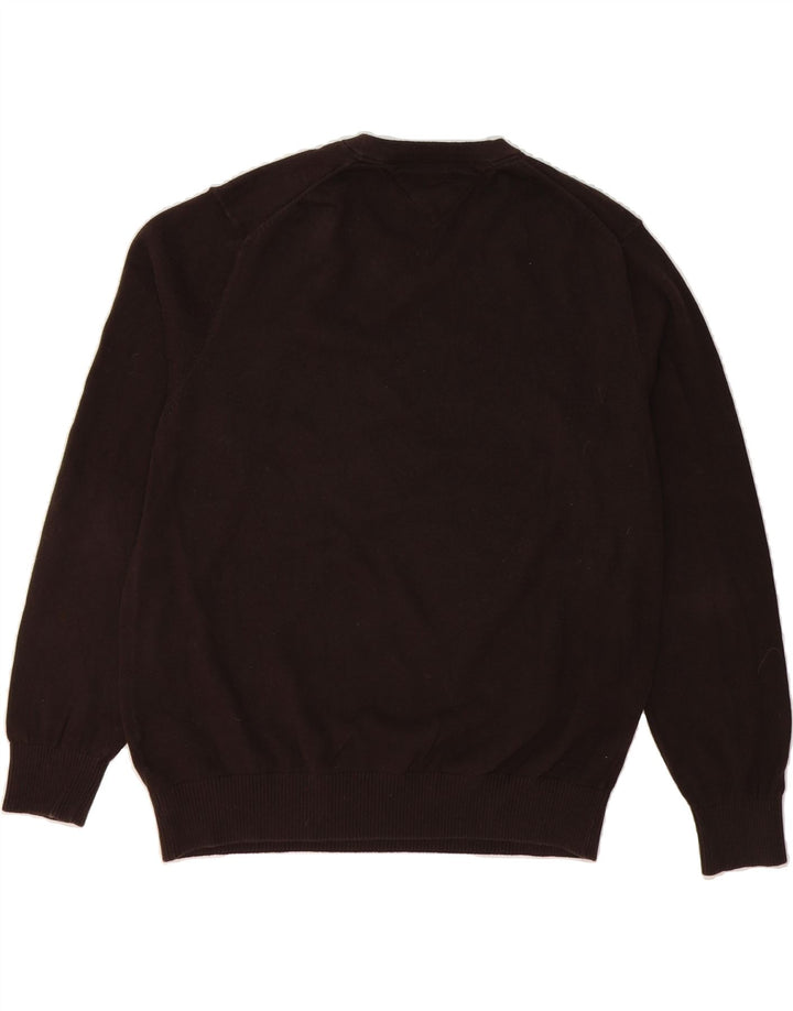 TOMMY HILFIGER Mens V-Neck Jumper Sweater Large Brown Cotton Vintage Tommy Hilfiger and Second-Hand Tommy Hilfiger from Messina Hembry 