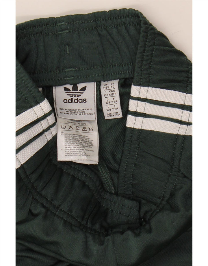 ADIDAS Boys Tracksuit Trousers Joggers 7-8 Years  Green Polyester