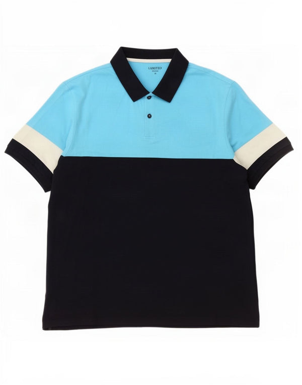 Marks & Spencer Herren-Poloshirt in limitierter Auflage, XL, Blau, Colourblock-Baumwolle