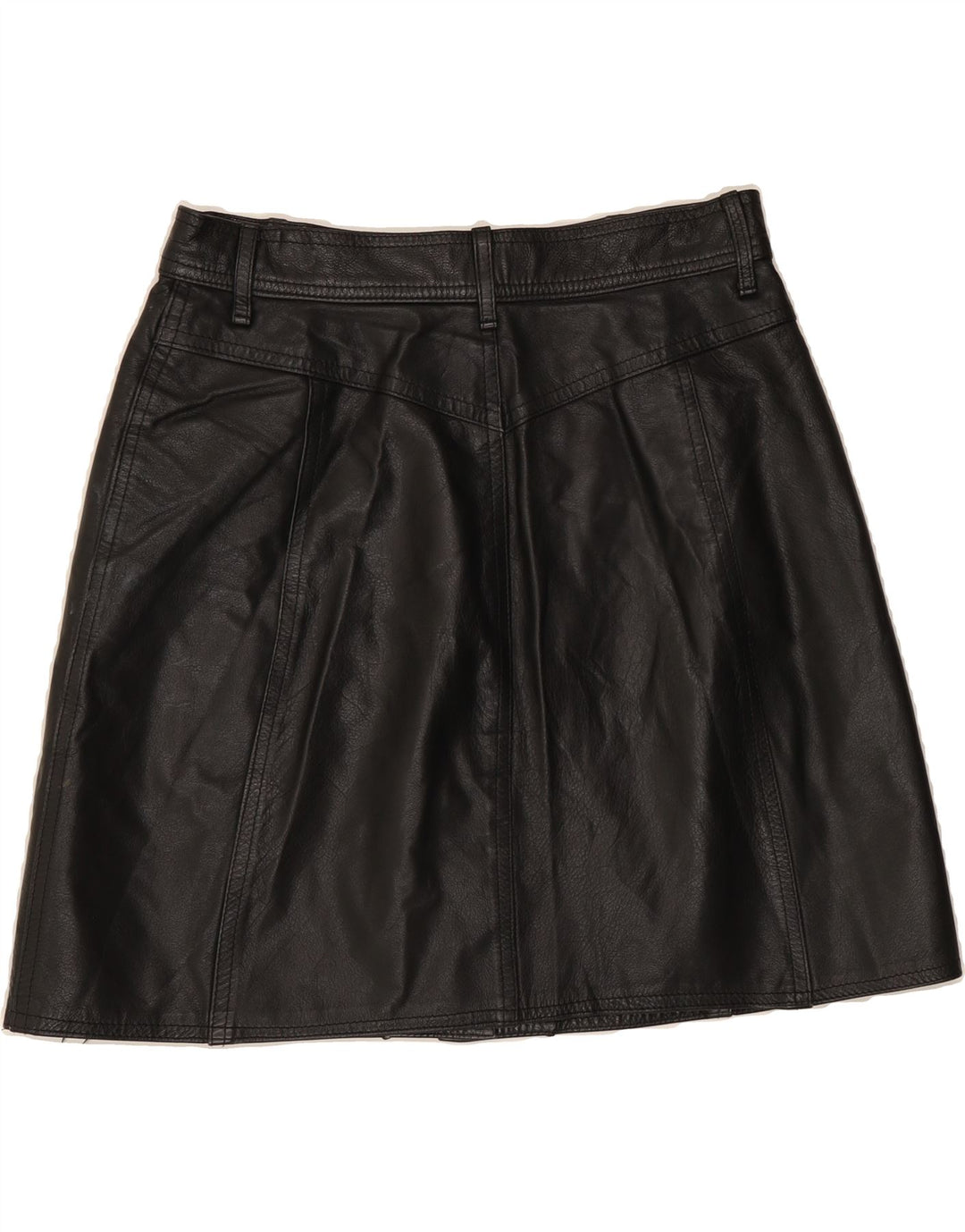 MAX&CO. Womens Leather A-Line Skirt UK 14 Medium W28  Black Leather Vintage Max&Co. and Second-Hand Max&Co. from Messina Hembry 