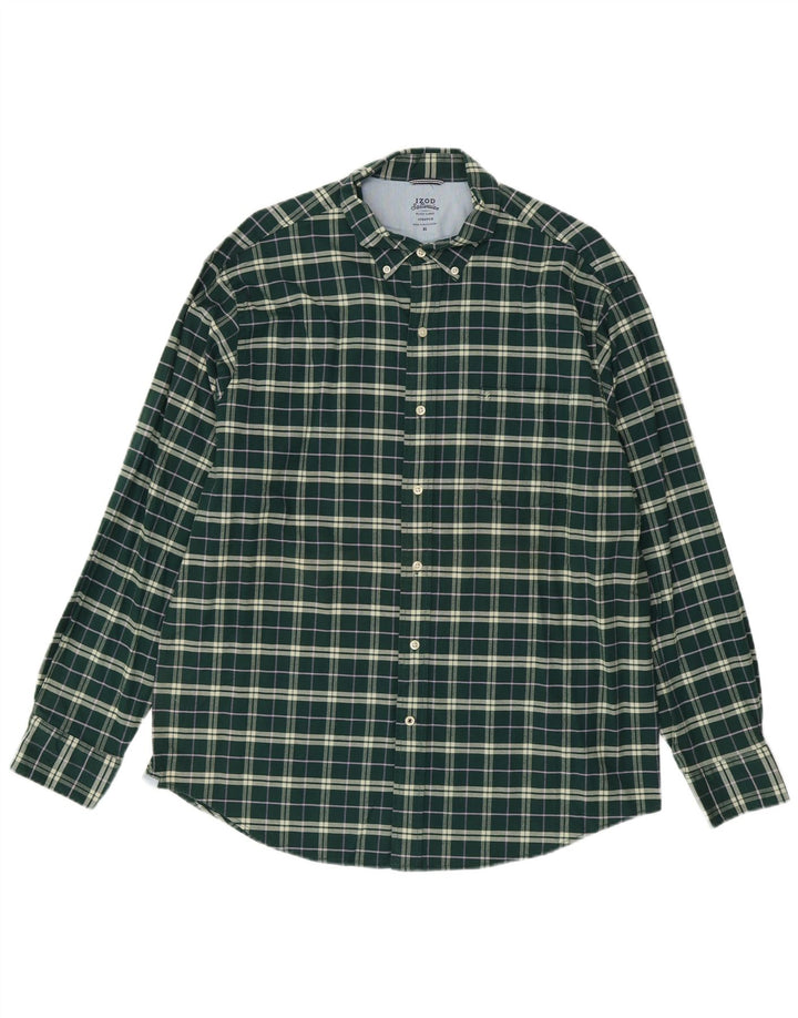 Izod Herren-Stretchhemd XL, grün kariert, Baumwolle