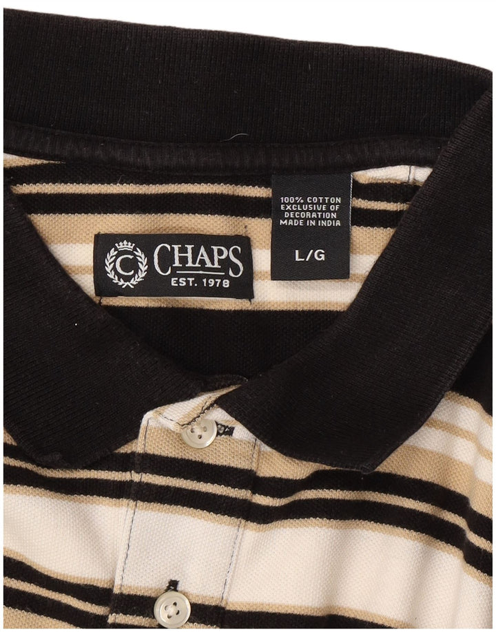 CHAPS Mens Polo Shirt Large Multicoloured Striped Cotton