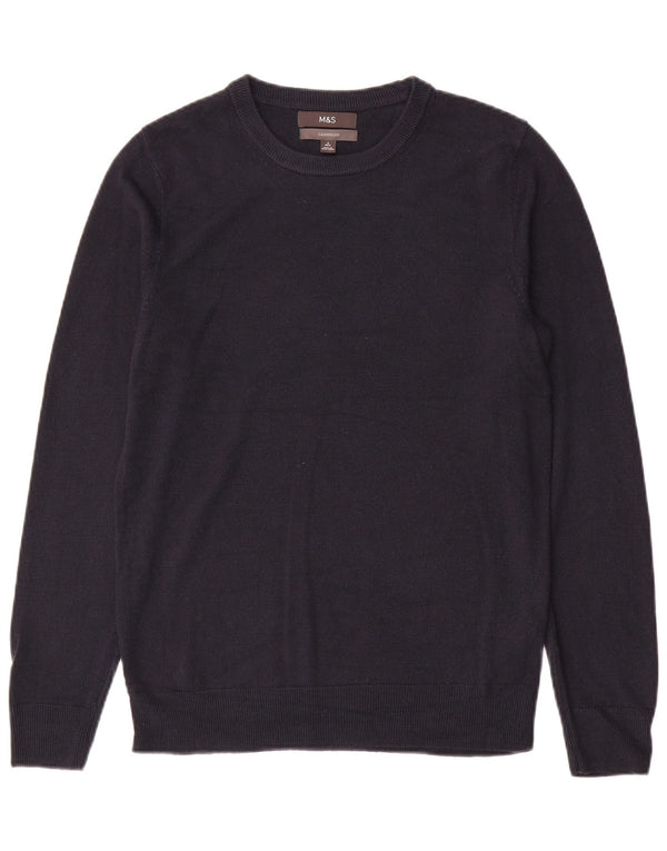Marks & Spencer Mens Crew Neck Jumper Sweater Small Navy Blue Cashmere