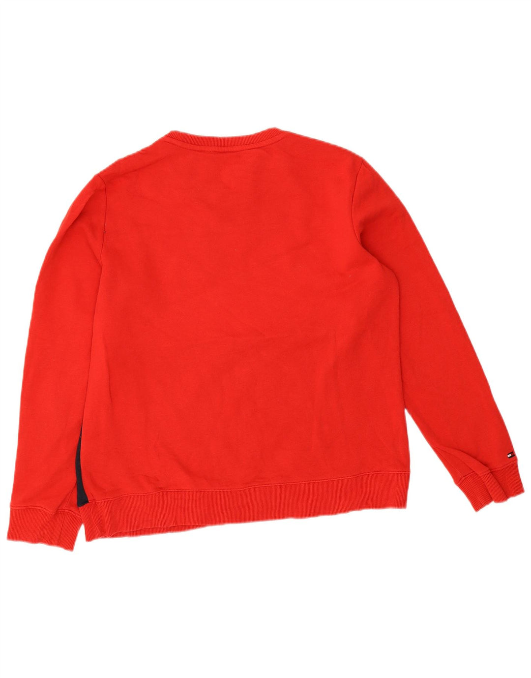 Tommy Hilfiger Damen Sweatshirt-Pullover UK 14 Mittelroter Farbblock
