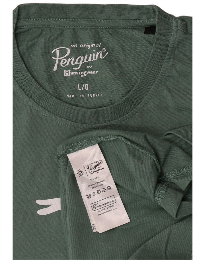 Penguin Herren-T-Shirt mit Grafik, Größe L, aus grüner Baumwolle