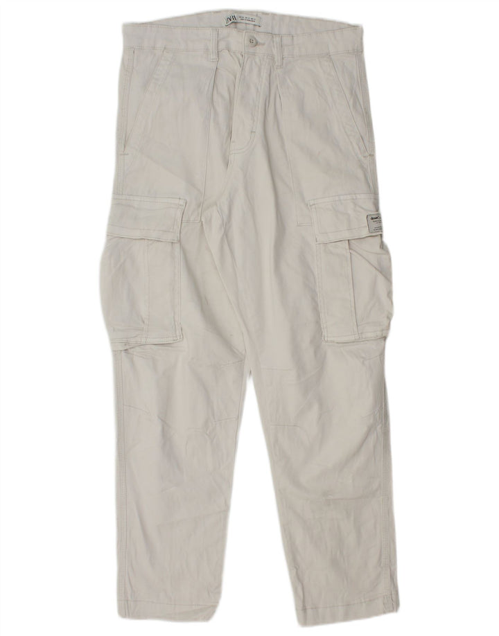 Gerade Herren-Cargohose von Zara, EU 40, mittelgroß, W31, L28, weiße Baumwolle