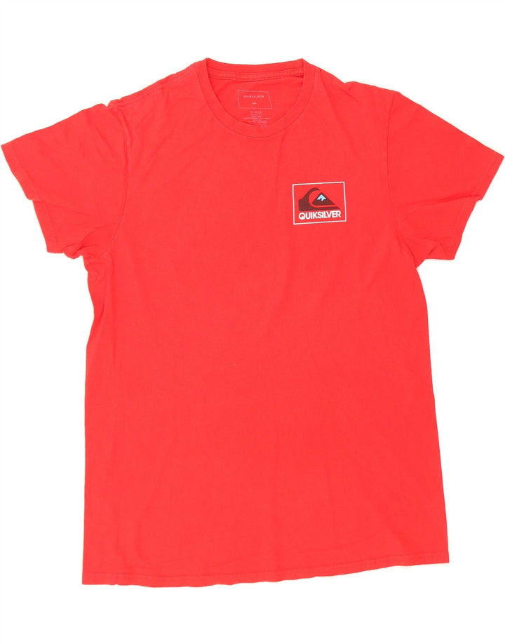 QUIKSILVER Mens Regular Fit Graphic T-Shirt Top Medium Red Cotton Vintage Quiksilver and Second-Hand Quiksilver from Messina Hembry 
