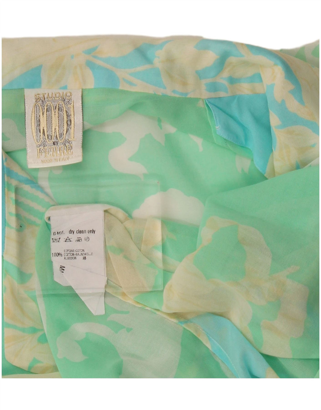 Ferre Damen-Blusenoberteil mit abstraktem Muster, UK-Größe 44, Größe L, Grün, Baumwolle
