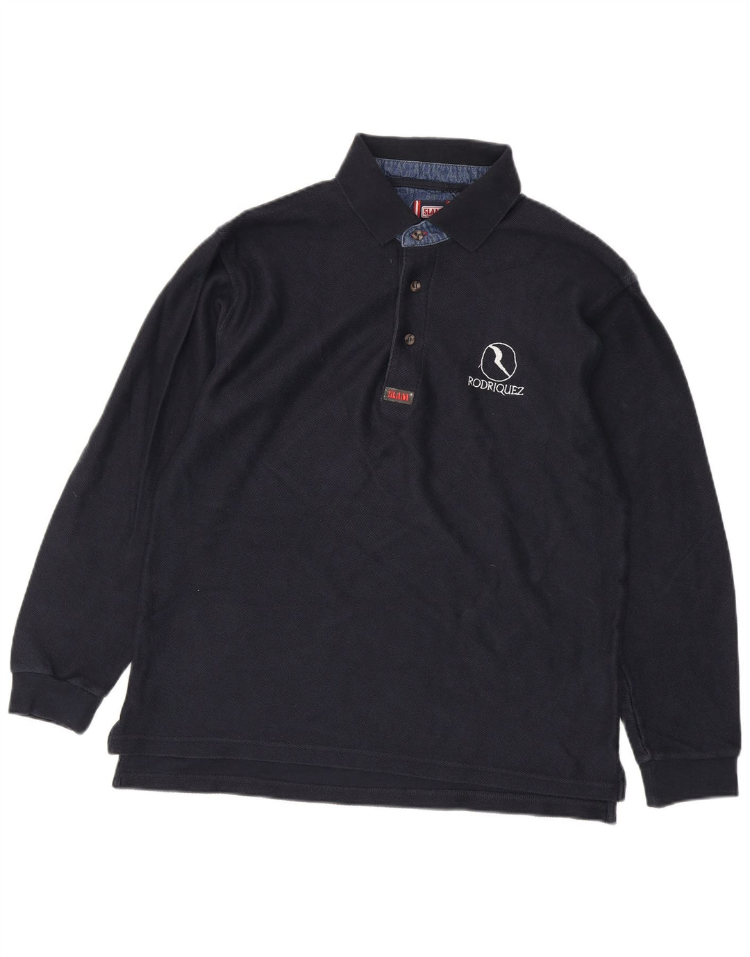 Slam Herren-Langarm-Poloshirt, groß, marineblau, Baumwolle
