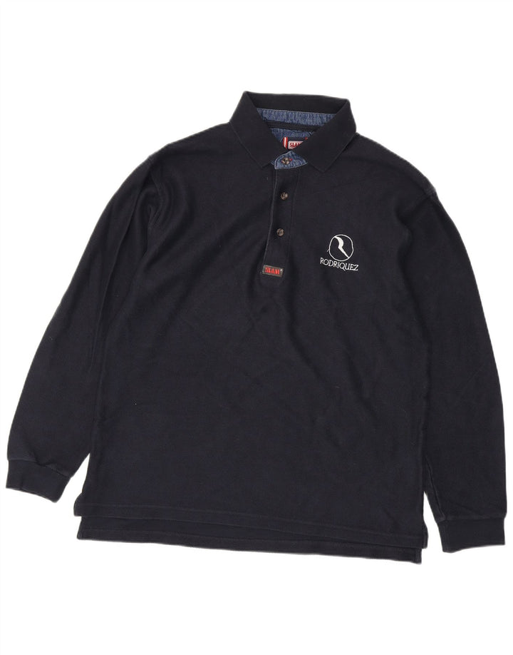 Slam Herren-Langarm-Poloshirt, groß, marineblau, Baumwolle