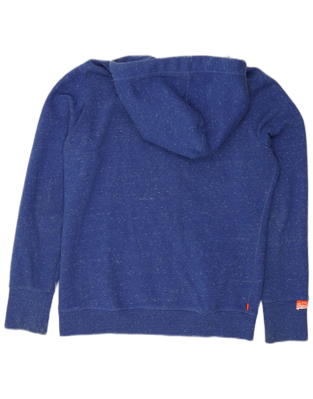 SUPERDRY Damen-Kapuzenpullover mit Reißverschluss, UK 16, Größe L, blau gefleckte Baumwolle