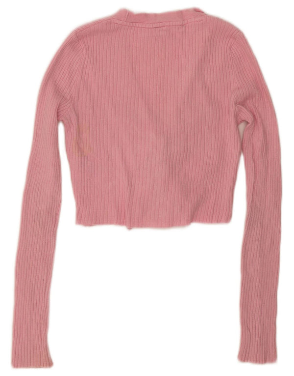 Urban Outfitters Damen Crop Cardigan Pullover UK 6 XS Rosa Viskose