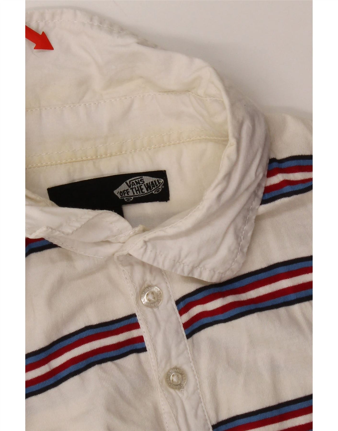 Vans Herren-Poloshirt aus mittelweißer, gestreifter Baumwolle