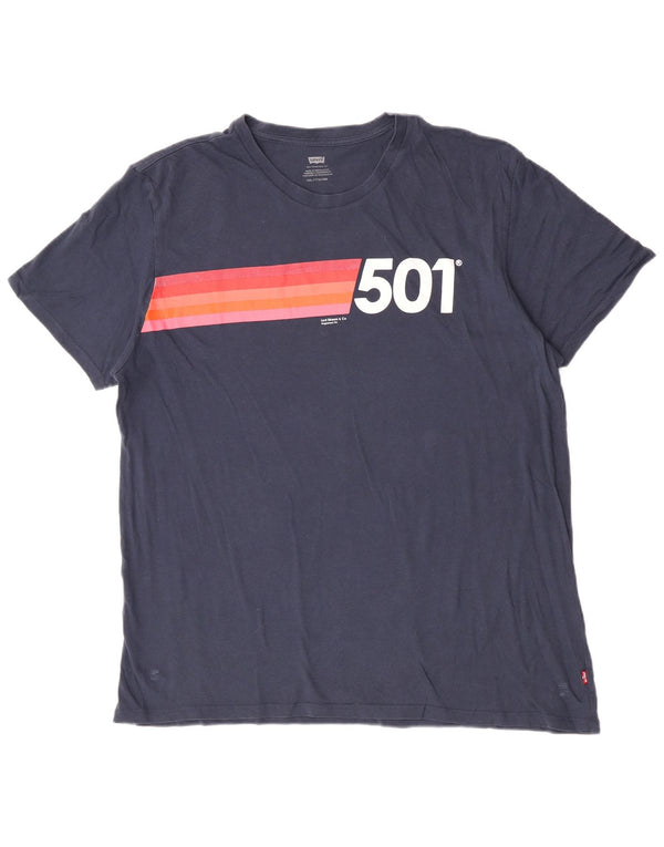 Levi's Herren 501 Graphic T-Shirt Top 2XL Marineblau Farbblock