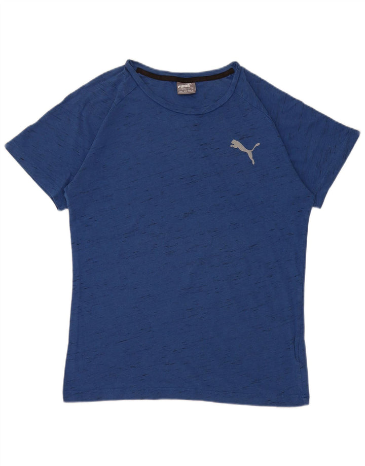PUMA Herren T-Shirt-Oberteil aus mittelblau gefleckter Baumwolle