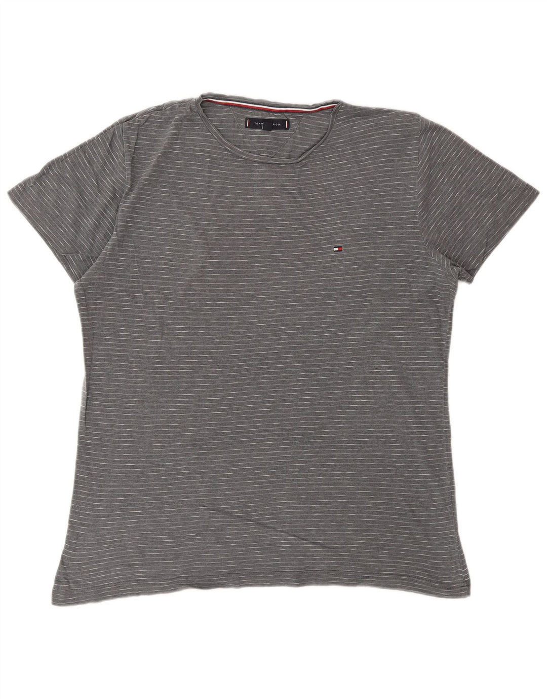 TOMMY HILFIGER Herren T-Shirt Top Large Grau Nadelstreifen