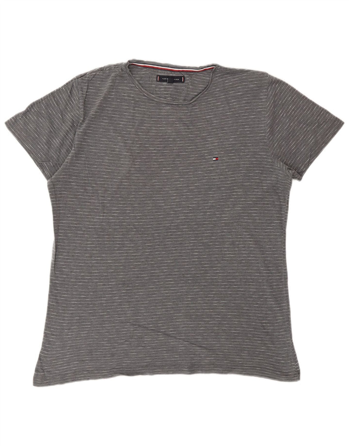 TOMMY HILFIGER Herren T-Shirt Top Large Grau Nadelstreifen