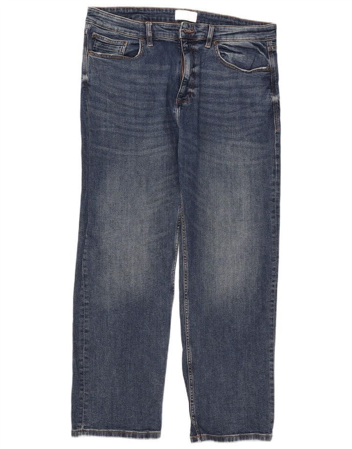 Marks & Spencer Herren Straight Jeans W38 L31 Blaue Baumwolle
