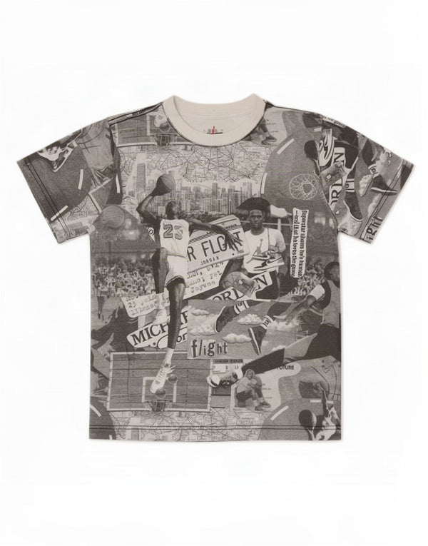 Jordan Grafik-T-Shirt für Jungen, 10–11 Jahre, mittelgraue Patchwork-Baumwolle