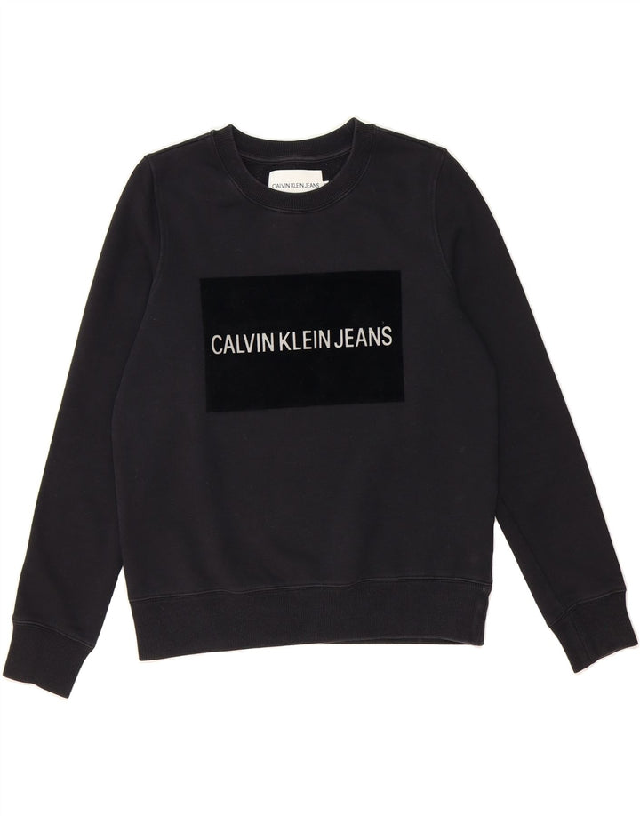 CALVIN KLEIN JEANS Womens Oversized Sweatshirt Jumper UK 10 Small Black Vintage Calvin Klein Jeans and Second-Hand Calvin Klein Jeans from Messina Hembry 