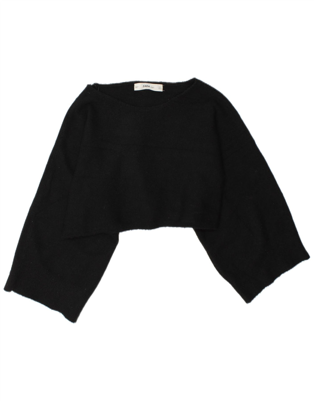 Zara Damen Crop Oversized Top Langarm UK 14 Medium Schwarz