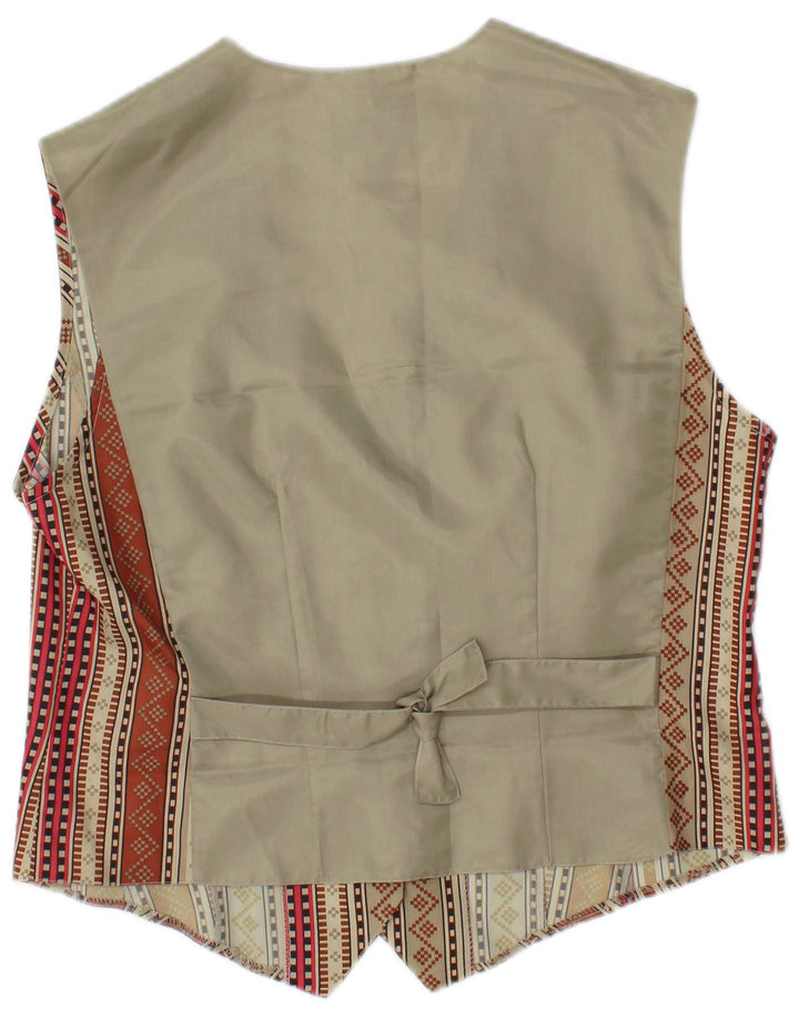 Vintage Damen Weste UK 14 Medium Mehrfarbig Geometrisch Polyester