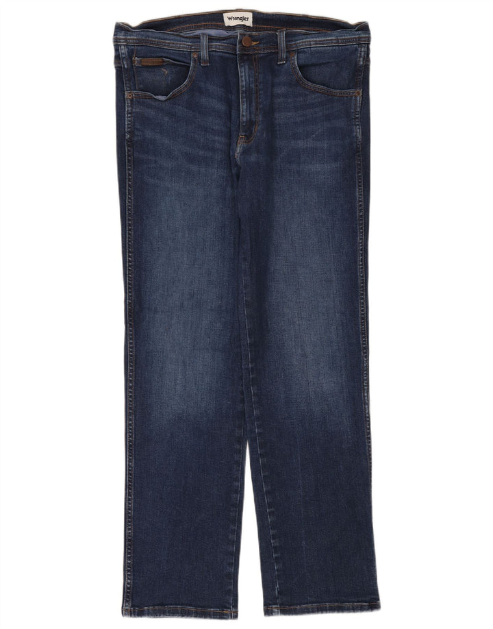 Wrangler Herren Straight Jeans W36 L32 Blaue Baumwolle