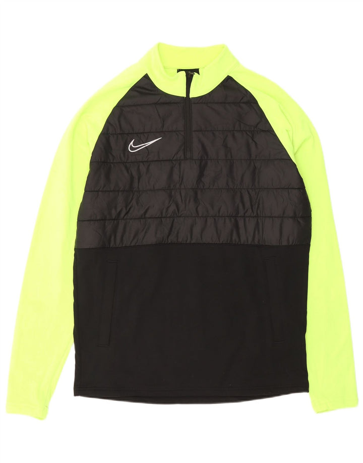 NIKE Herren Dri Fit Pullover-Trainingsanzugoberteil mit Reißverschluss, Mittelschwarz, Farbblock