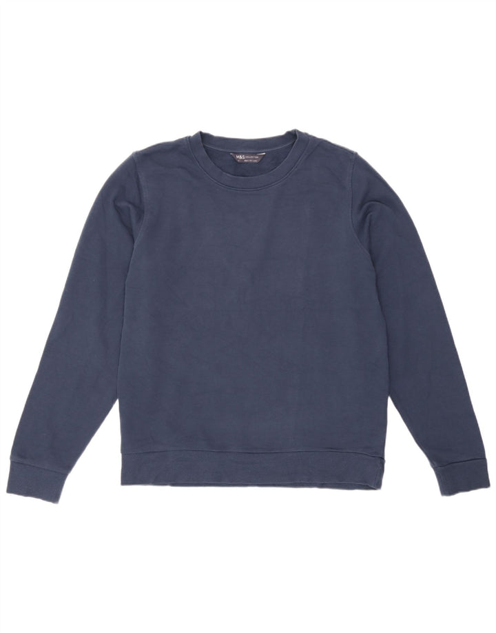 Marks & Spencer Damen-Sweatshirt-Pullover UK 12 Mittelmarineblaue Baumwolle