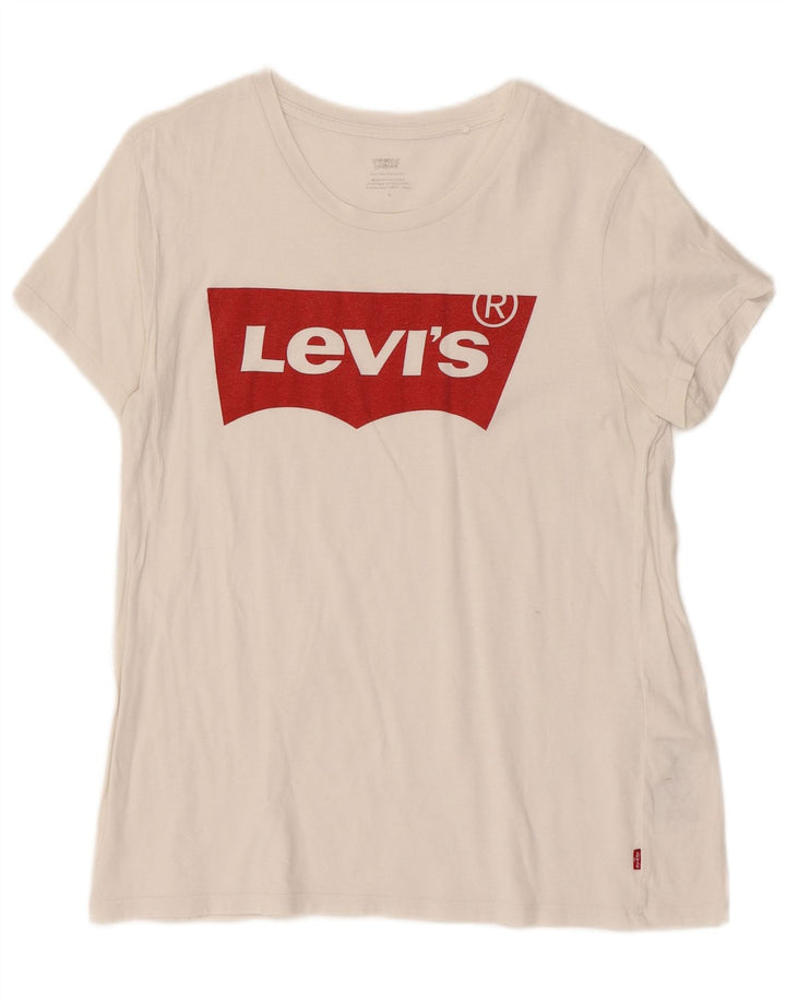 Levi's Damen-T-Shirt mit Grafik, UK 12, mittelweiße Baumwolle