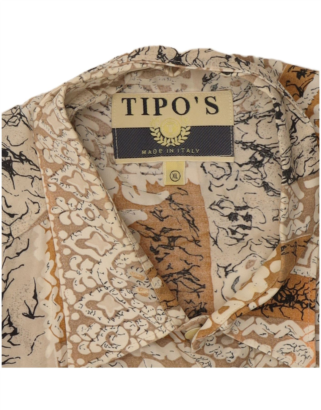 Tipo' S Herren Kurzarmhemd XL Beige Blumen