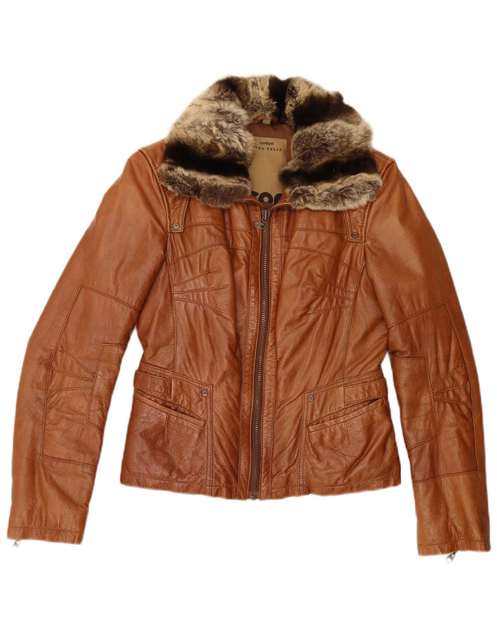 Vera Pelle Damen Lederjacke IT 42 Mittelbraun