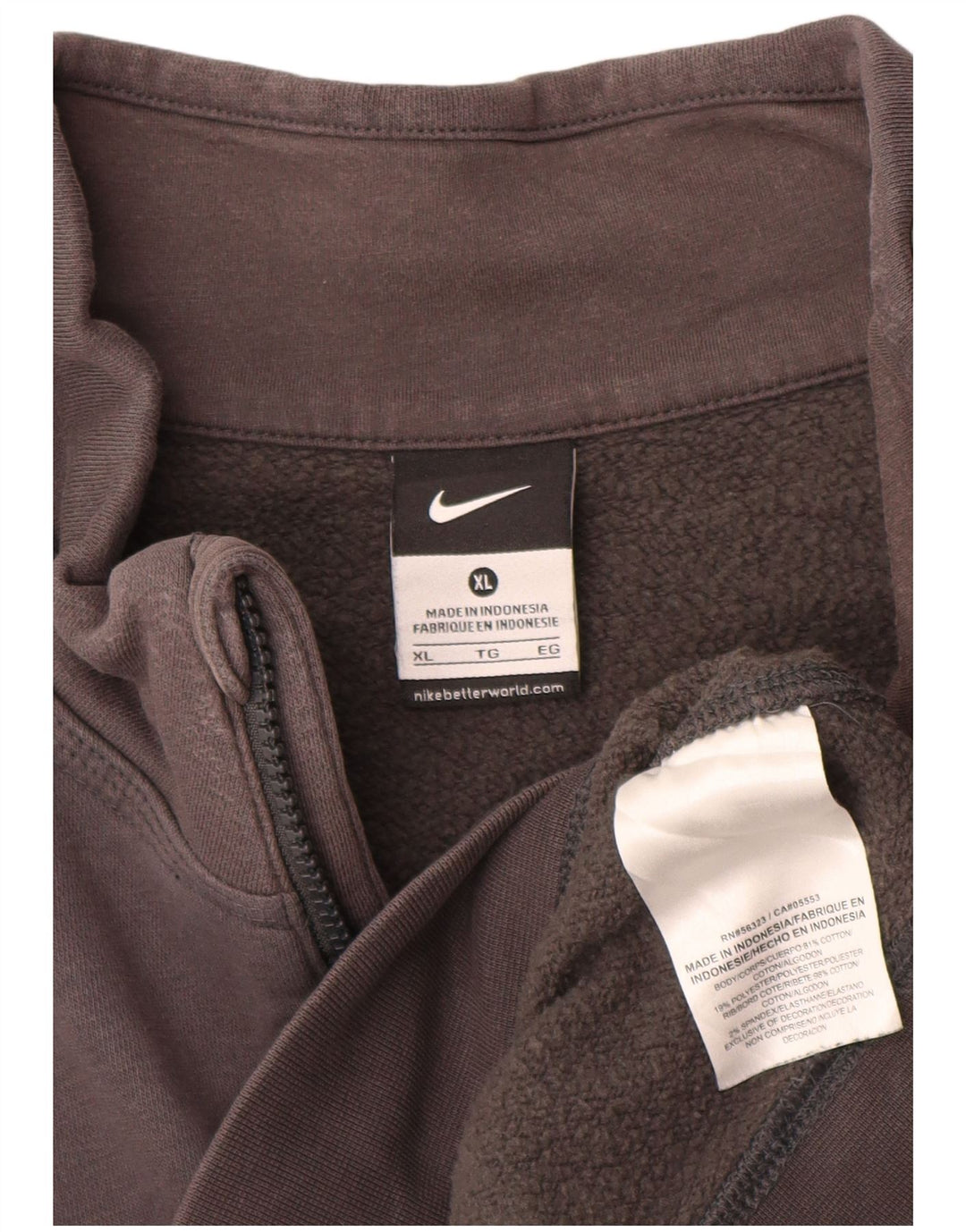 Nike Herren-Sweatshirt mit Reißverschluss, XL, graue Baumwolle