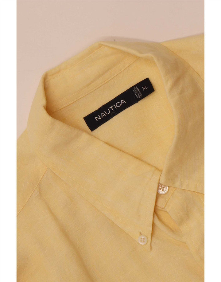 Nautica Herrenhemd XL Gelbes Leinen