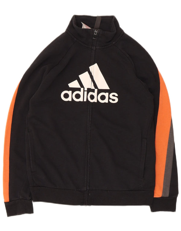 Adidas Jungen Grafik-Trainingsanzug-Top-Jacke, 11–12 Jahre, schwarzes Farbblockdesign