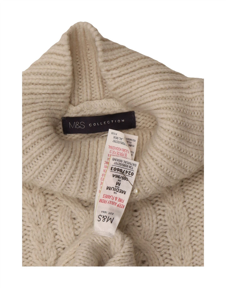 MARKS & SPENCER Womens Turtle Neck Jumper Sweater UK 14 Medium White Vintage Marks & Spencer and Second-Hand Marks & Spencer from Messina Hembry 