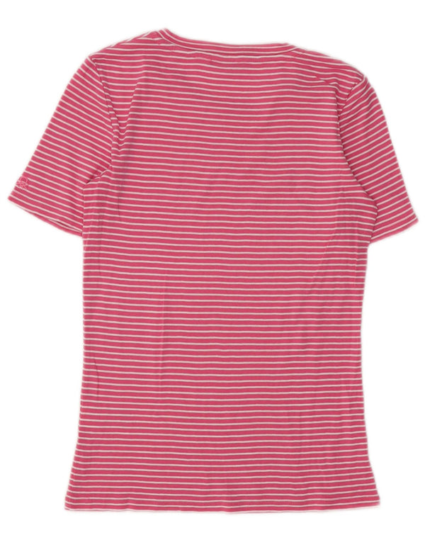 BENETTON Damen T-Shirt Top UK 6 XS rosa gestreift aus Baumwolle