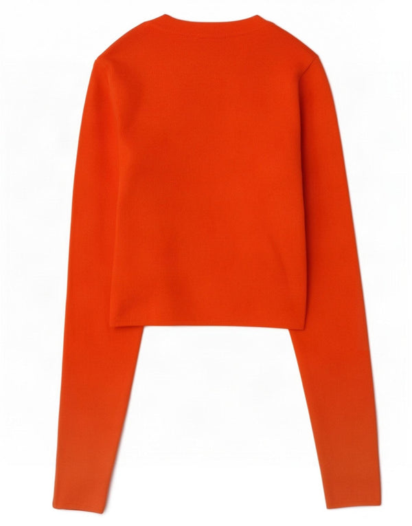 Zara Damen Crop-Pullover mit U-Boot-Ausschnitt, Gr. 8, Orange, Viskose