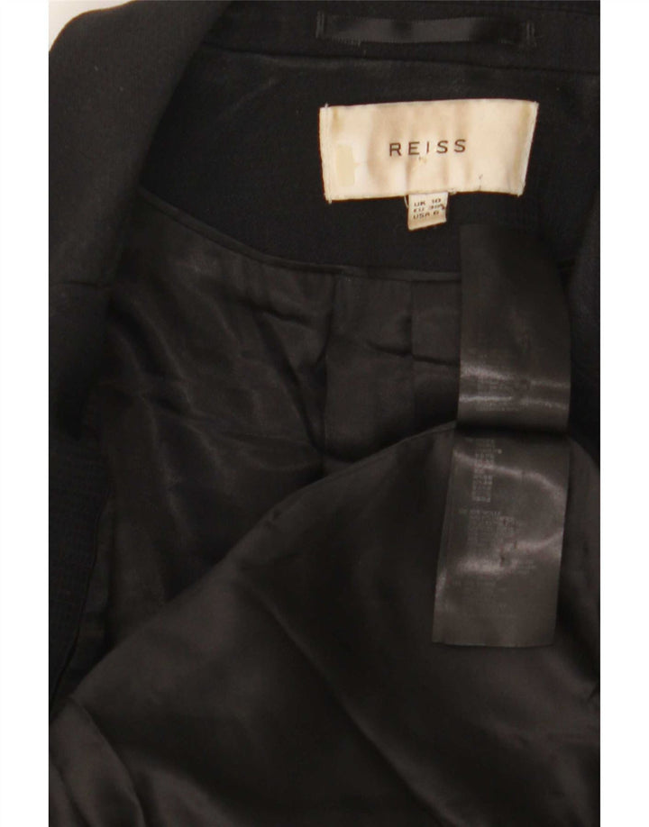 Reiss Damen-Blazerjacke mit 1 Knopf, UK 10, kleine schwarze Wolle