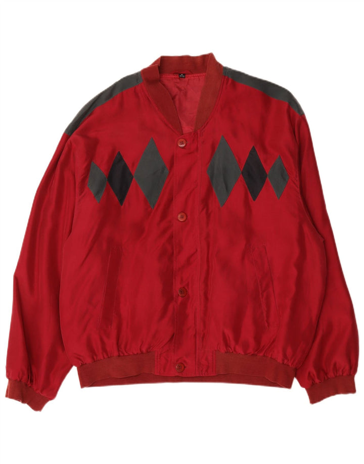 C&A Herren-Bomberjacke mit lockerer Passform, EU 48/50, mittelrot, Argyle-/Diamant-Seide