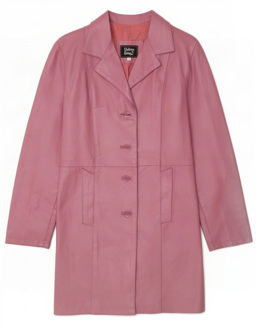 Vintage Damen Ledermantel UK 12 Mittelrosa
