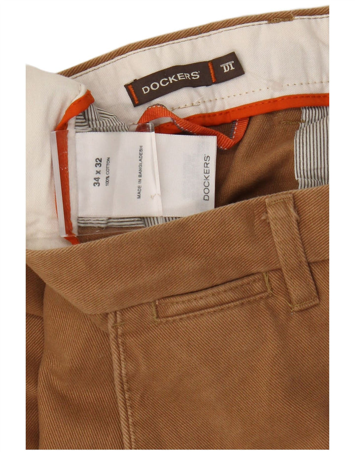 Dockers Gerade Chinohose für Herren, W34, L32, braune Baumwolle