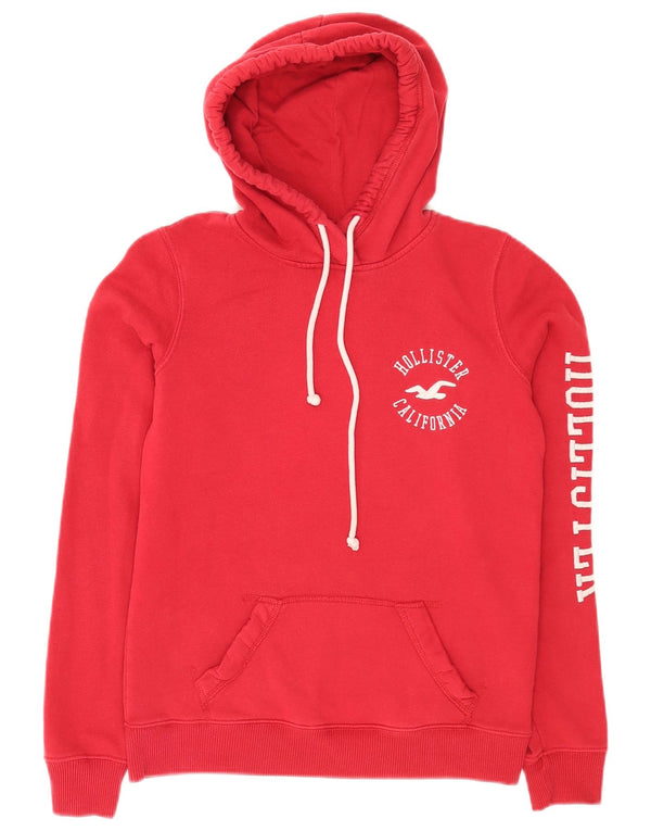 Hollister Womens Graphic Relaxed Fit Hoodie Pullover UK 4 XS Rote Baumwolle