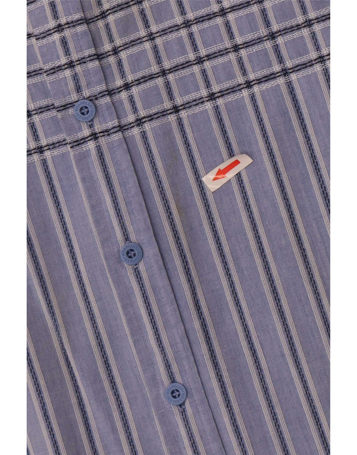 Wrangler Herren-Kurzarmhemd, groß, blau gestreift, Baumwolle