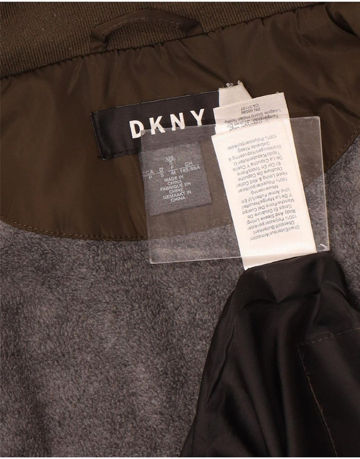 Dkny Womens Hooded Quilted Jacket UK 10 Small Braunes Polyester