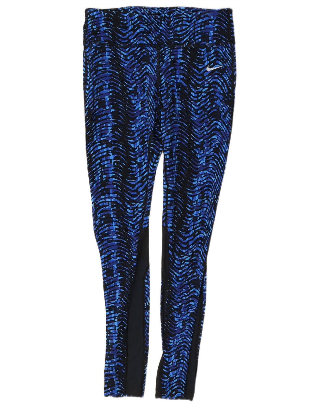Nike Damen Dri Fit Leggings mit abstraktem Muster UK 12 Mittelblauer Chevron
