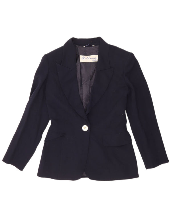 Marella Damen-Blazer mit 1 Knopf, UK 10, Größe S, marineblaue Schurwolle