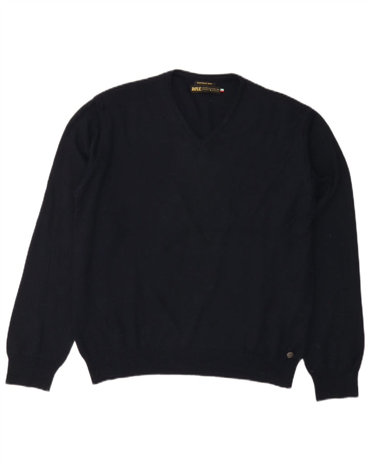 RIFLE Damen-Pullover mit V-Ausschnitt, Gr. 18, XL, Marineblau, Acryl