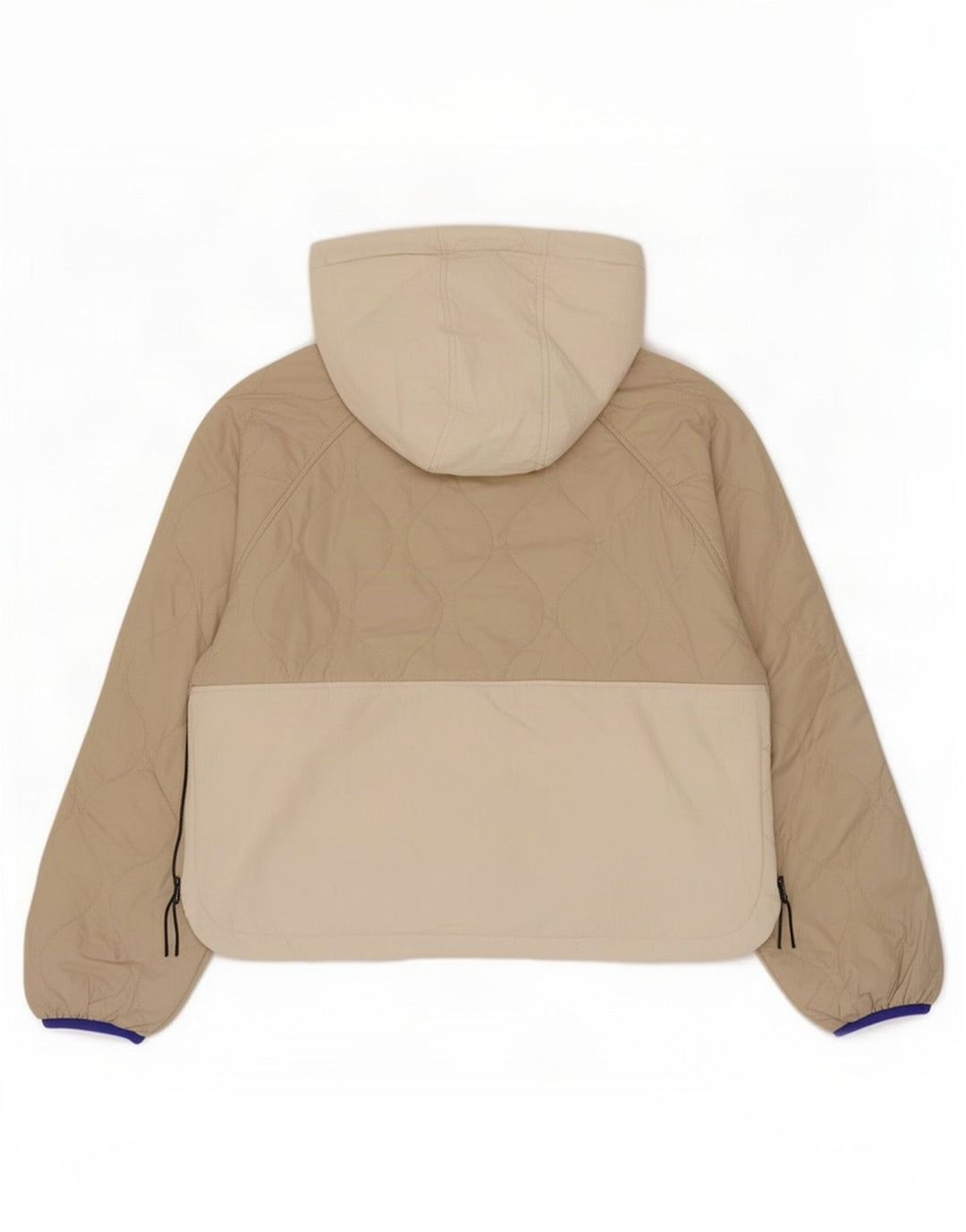 Zara Damen Steppjacke mit Kapuze UK 16 Large Beige Colourblock Polyester
