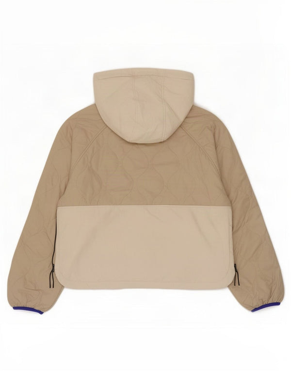 Zara Damen Steppjacke mit Kapuze UK 16 Large Beige Colourblock Polyester